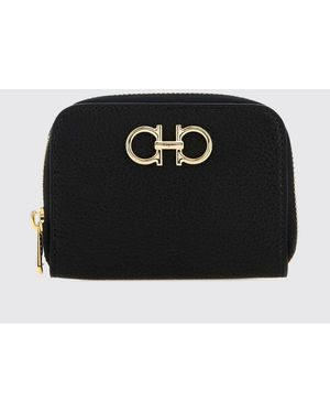 Ferragamo Gancini Grained Calfskin Leather Wallet - Black
