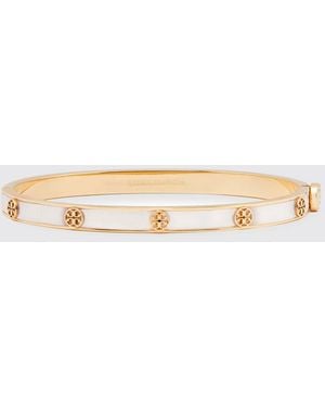 Tory Burch Bracelet Rigide Multi-Rangs En Laiton Avec Logo Double T Et Fermoir À Pression - Neutre