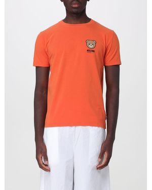 Moschino Teddy Bear Print Cotton T-Shirt With Logo - Orange