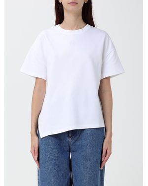 Loewe T-Shirt En Coton À Manches Courtes Avec Col Rond Et Ourlet Asymétrique - Blanc