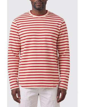 Junya Watanabe Striped Long-Sleeve Cotton T-Shirt With Crew Neck - Red