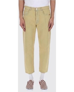 AMISH Cropped Fit Cotton Denim Jeans - Natural