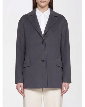 Max Mara Kurzer Einreiher-Mantel Aus Reiner Schurwolle Mit Reverskragen - Blau