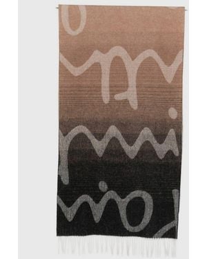 Paul Smith Wool And Cashmere Scarf With Contrast Logo And Fringes - Natural