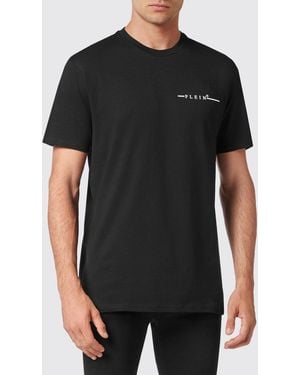 Philipp Plein Cotton T-Shirt With Contrasting Logo Lettering Print - Black