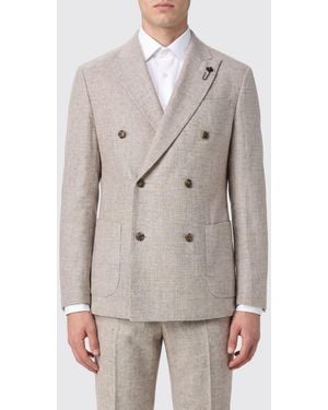 Lardini Double-Breasted Virgin Wool Blazer With Peak Lapels - Gray