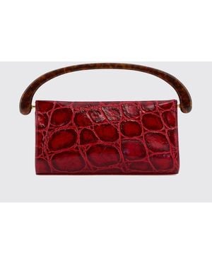Dries Van Noten Crocodile Print Leather Bag - Red