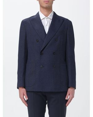 Boglioli Double Breasted Virgin Wool Blazer - Blue