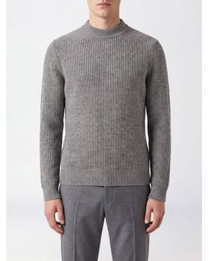Zanone Ribbed Virgin Wool Crewneck Sweater - Gray