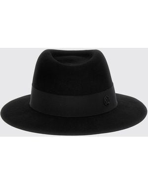 Maison Michel Stylish Hat With Ribbon Accent Headwear Accessory - Black