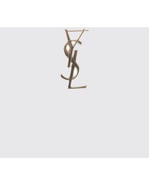Saint Laurent Cassandre Brass Brooch - White