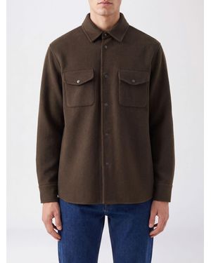 Aspesi Hemdjacke Aus Reiner Wolle Mit Aufgesetzten Taschen Und Klassischem Kragen - Braun