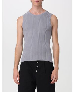 Carrera Ribbed Cotton Vest With Crew Neckline - Blue