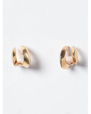 Panconesi Asymmetrischer Hängeohrring Aus Metall Mit Graviertem Logo - Weiß