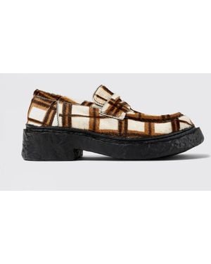 CAMPERLAB Vamonos Plaid Print Calf Hair Loafer - White