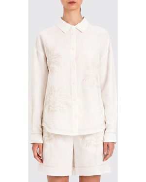Twinset Linen Blend Shirt With Embroidery - White