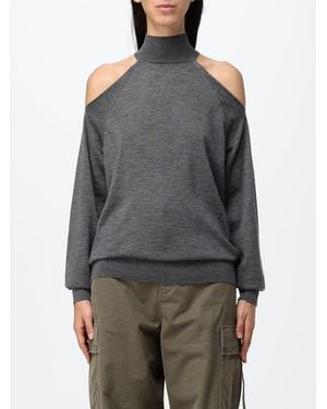 Fendi Pure Cashmere Roll Neck Jumper With Cut-Out Detail And Dropped Shoulders - Grey