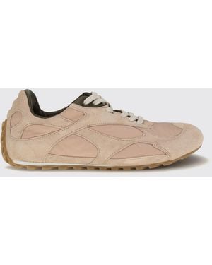 Bottega Veneta Orbit Suede And Nylon Trainers With Notched Sole - Natural