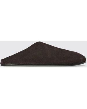 The Row Hudson Suede Round-Toe Mules With Rubber Sole - White