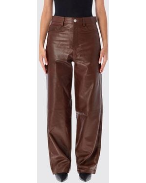 Rohe High-Waisted Wide-Leg Sheep Leather Pants - Brown