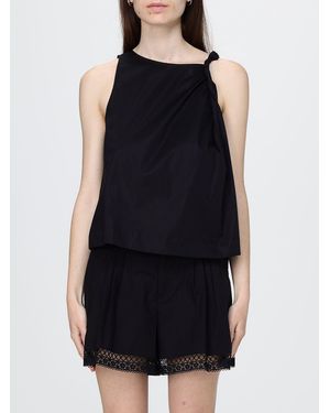 Twinset Stretch Cotton Sleeveless Top - Black