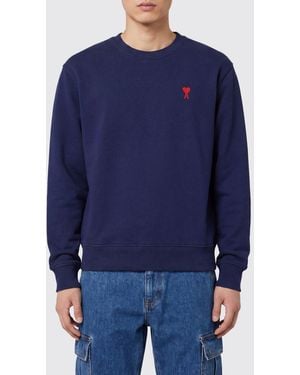 Ami Paris Felpa A Girocollo Con Mini Logo - Blu