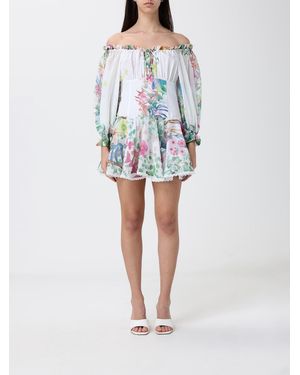 Charo Ruiz Nai Mini Cotton Dress With Floral Print Ibiza - White