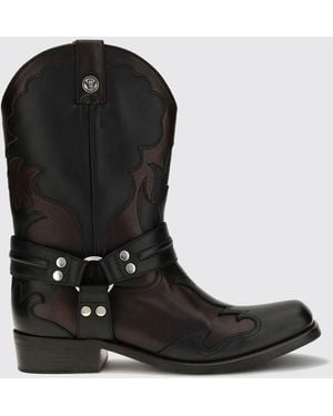 Versace Sylvester Texanerstiefel Aus Kalbsleder Mit Medusa-Logo - Schwarz