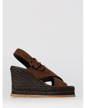 Castañer Betina Suede Wedge Sandal - Brown