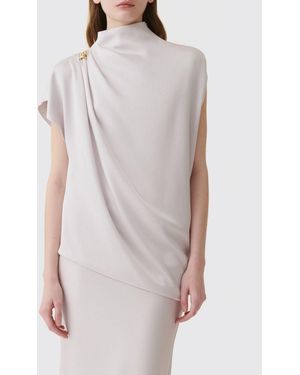 Fabiana Filippi Draped High-Neck Blouse With An Asymmetric Hem - Grey