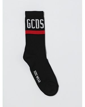 Gcds Stretch Cotton Socks With Jacquard Logo - Black