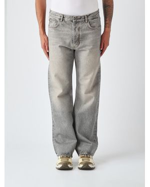 Off-White c/o Virgil Abloh The Half Arrow Straight Fit Mid-Rise Jeans With Diagonals Logo - Grey