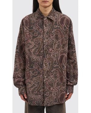 Our Legacy Cotton And Linen Paisley Pattern Shirt - Brown