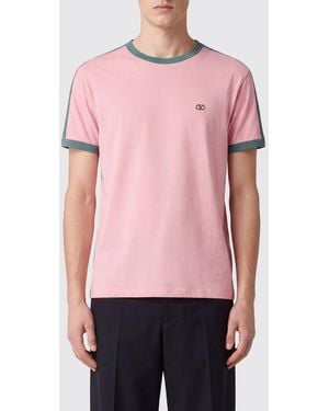 Valentino Garavani Vlogo Signature Contrast Cotton T-Shirt - Pink