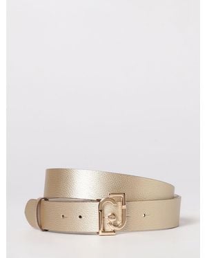 Liu Jo Grained Synthetic Leather Belt With Logo - Natural