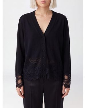 Ermanno Scervino Cardigan Mit V-Ausschnitt Von Aus Schurwolle Mit Spitzeneinsätzen - Blau