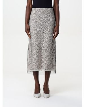 Fendi Lace Midi Skirt Tulle Lining - Grey