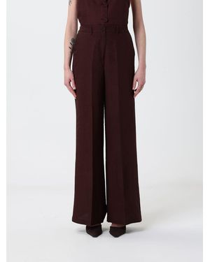 Hanita Linen Blend Palazzo Trousers - Brown