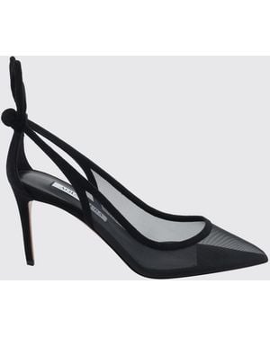 Aquazzura Bow Tie Mesh And Suede Court Shoes With Cut-Out Knot And High Heel - Black