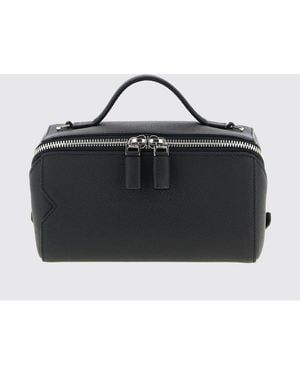 Valextra V-Line Grained Leather Bag - Black