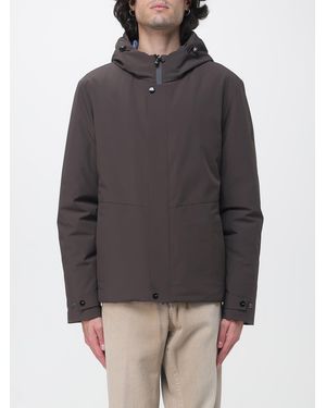 Heskimo Padded Waterproof Nylon Windbreaker With Hood And Slim Fit - Grey