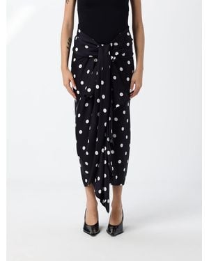 Sportmax Falda Midi Cruzada De Seda Con Lunares Y Nudo En La Cintura - Negro