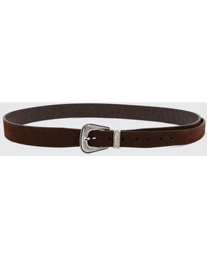 Brunello Cucinelli Suede Calf Leather Belt With Buckle - White
