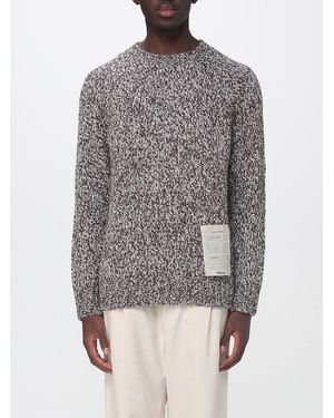 Ballantyne Raw Diamond Wool Blend Crewneck Sweater With Embroidered Patch - Gray