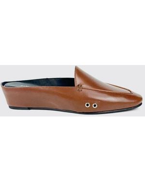 Paloma Wool Fernanda Leather Wedge Mules With Round Toe - Brown