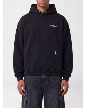 Represent Relaxed Fit Cotton Hoodie With Printed Logo - Blue