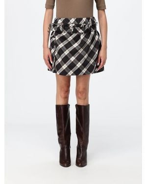 Brunello Cucinelli High-Waisted A-Line Check Wool-Blend Mini Skirt - Black