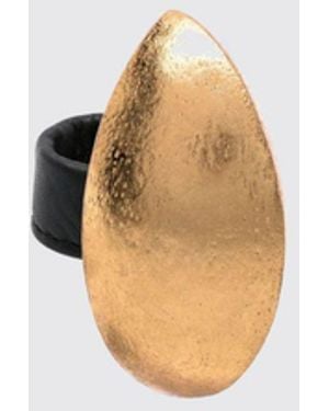 Monies Moro Ring Aus Vergoldetem Holz Und Leder - Weiß