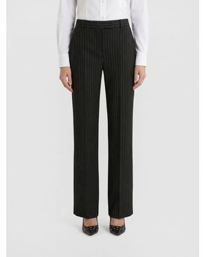 McQueen Pinstriped Wool Tailored Trousers - Black
