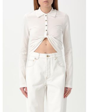 Courreges Cropped Polo Shirt Twisted Detail - White